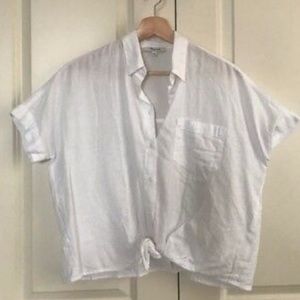 NWOT - Madewell Linen Cropped Tie-Front Shirt S
